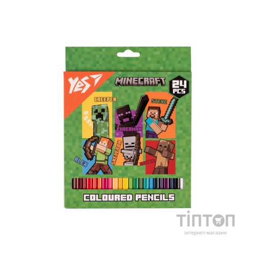Олівці кольорові Yes 24 кольорів Minecraft Heroes (290740)