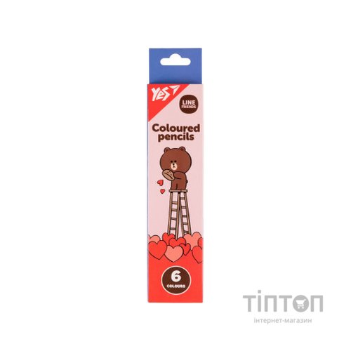 Олівці кольорові Yes 6 кольорів Line Friends Choco (290726)