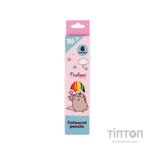Олівці кольорові Yes 6 кольорів Pusheen рожево-бірюзовий (290725)