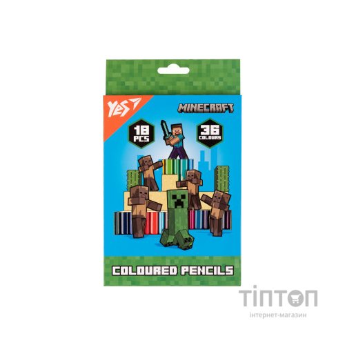Олівці кольорові Yes Minecraft Heroes двосторонні 18 шт. 36 кол (290750)