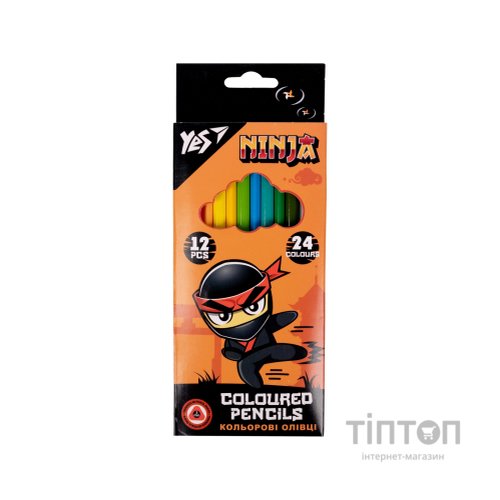 Олівці кольорові Yes Ninja двосторонні 12 шт. 24 кол. (290707)