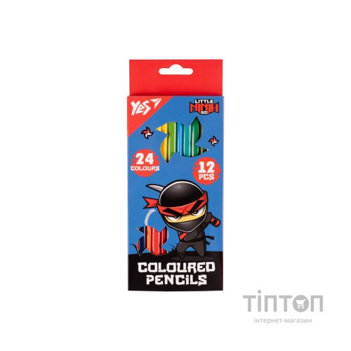 Олівці кольорові Yes Ninja (синьо червоний), двосторонні 12 шт. 24 кол (290749)