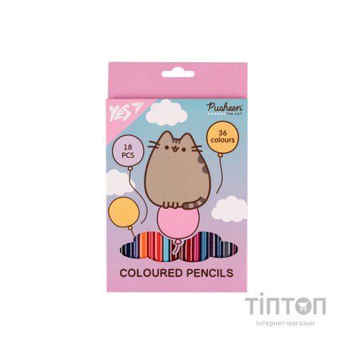 Олівці кольорові Yes Pusheen Balloons двосторонні 18 шт. 36 кол (290751)