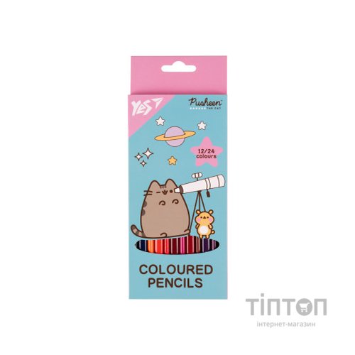 Олівці кольорові Yes Pusheen Cheek двосторонні 12 шт. 24 кол (290745)