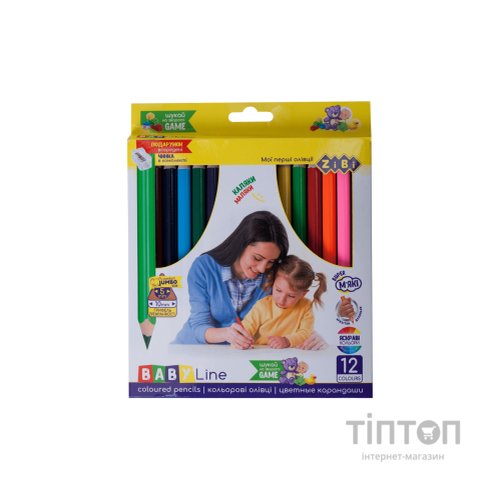 Олівці кольорові ZiBi Baby line mini jumbo з чинкою 12 кольорів (ZB.2452)