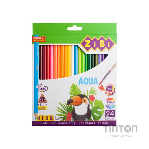 Олівці кольорові ZiBi Kids line AQUA акварельні 24 шт (ZB.2476)