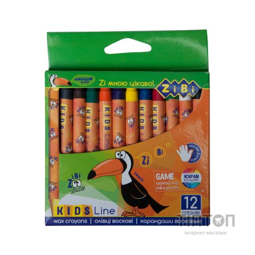 Олівці кольорові ZiBi Kids line воскові, 12 кольорів (ZB.2481)