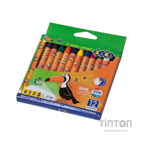 Олівці кольорові ZiBi Kids line воскові, 12 кольорів (ZB.2481)
