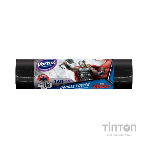 Пакети для сміття Vortex Max Thor багатошарові чорні 160 л 10 шт. (4823071643176)