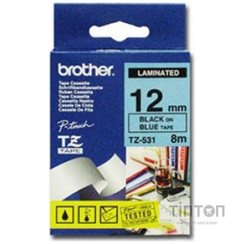 Папір Brother 12mm Laminated blue, Print black (TZE531)