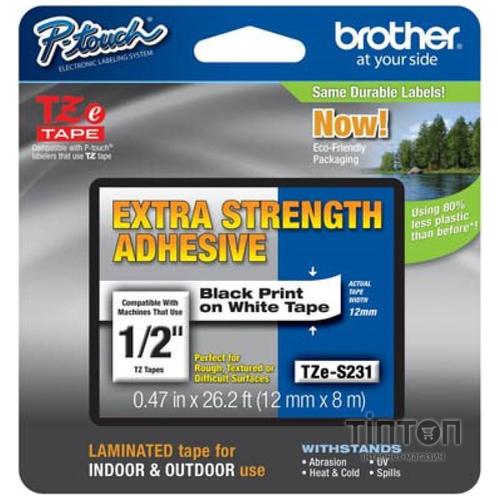 Папір Brother 12mm Laminated white, Print black (TZES231)