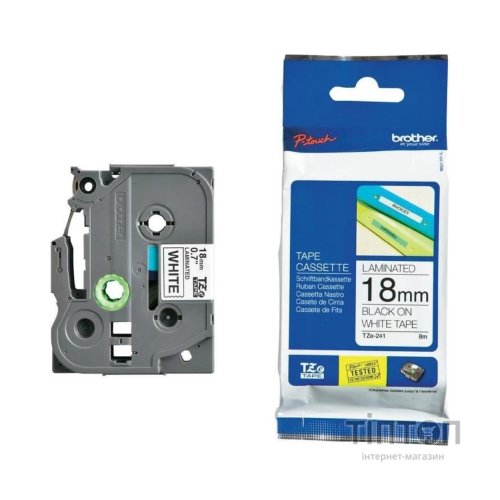 Папір Brother 18mm Laminated white, Print black (TZE241)