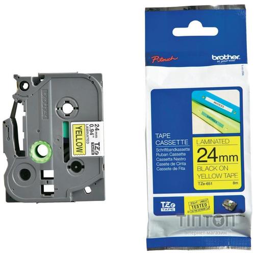 Папір Brother 24mm Laminated yellow, Print black (TZE651)