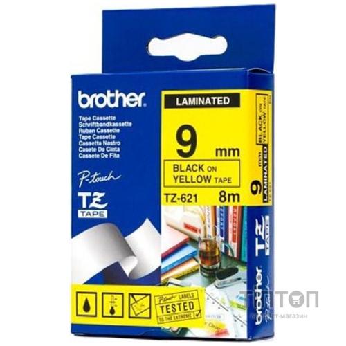 Папір Brother 9mm Laminated yellow, Print black (TZE621)