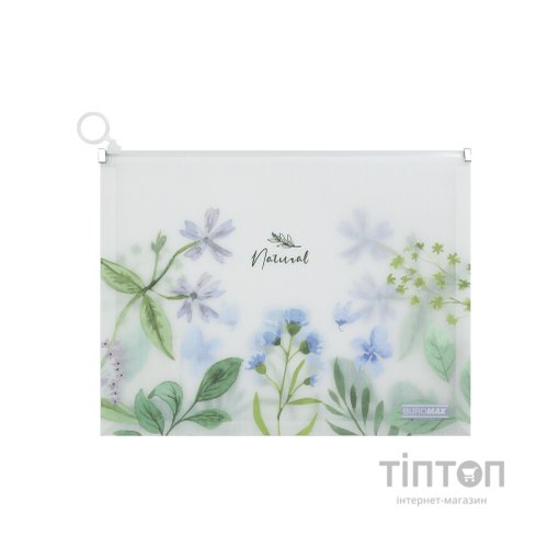 Папка - конверт Buromax на zip-блискавці А4 матовий напівпрозорий пластик, ARABESKI, блакитний (BM.3975-14)