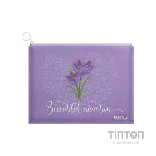 Папка - конверт Buromax на zip-блискавці А4 матовий напівпрозорий пластик, ARABESKI, фіолетовий (BM.3975-07)