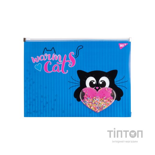 Папка - конверт Yes на блискавцi A4 Meow з бабл (491750)