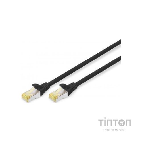 Патч-корд 0.25м, CAT 6a S-FTP, AWG 26/7, Cu, LSZH, black Digitus (DK-1644-A-0025/BL)