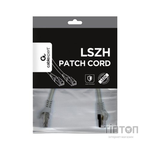Патч-корд 0.25м S/FTP Cat 6A CU LSZH gray Cablexpert (PP6A-LSZHCU-0.25M)