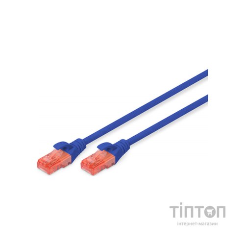 Патч-корд 0.5м, CAT 6 UTP, AWG 26/7, Cu, LSZH, blue Digitus (DK-1617-005/B)