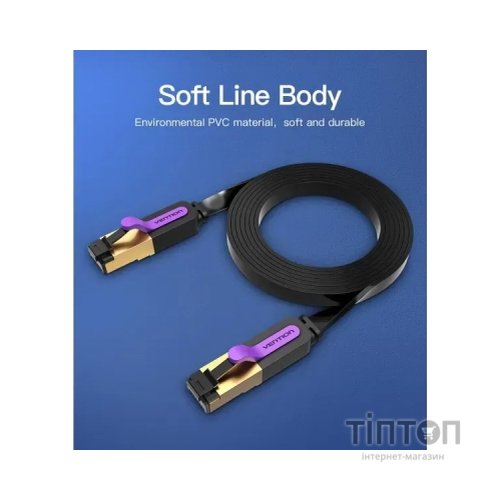 Патч-корд 0.5м, FTP cat 7 RJ-45 black Vention (ICABD)