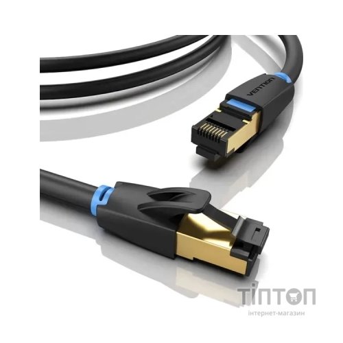 Патч-корд 0.5м, S/FTP cat 8 RJ-45 black Vention (IKABD)