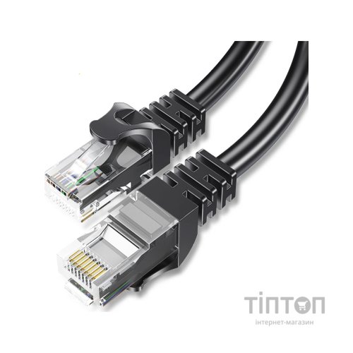 Патч-корд 15м UTP cat 6 RJ45 TopSpeed Ethernet Flat Cable Black Essager (EXCWXB-JSE01)