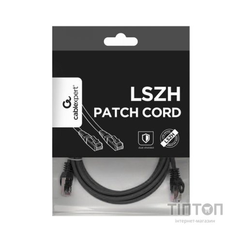 Патч-корд 1м S/FTP Cat 6A CU LSZH black Cablexpert (PP6A-LSZHCU-BK-1M)