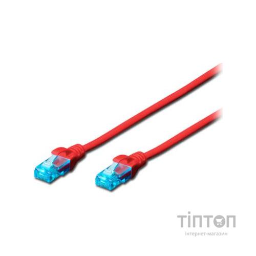 Патч-корд 1м, UTP, cat.5e, AWG 26/7, CCA, PVC, red Digitus (DK-1512-010/R)