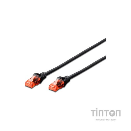 Патч-корд 1м, UTP, cat.6, CCA, AWG 26/7, PVC, black Digitus (DK-1612-010/BL)