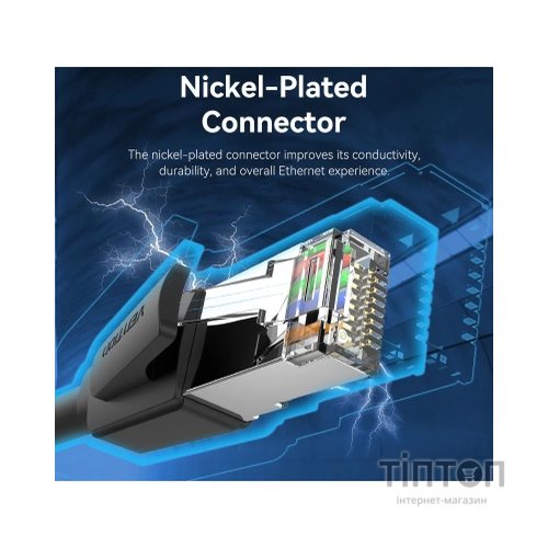 Патч-корд 3м, S/FTP cat 8 RJ-45 black Vention (IKKBI)