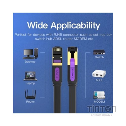 Патч-корд 5м, FTP cat 7 RJ-45 black Vention (ICABJ)