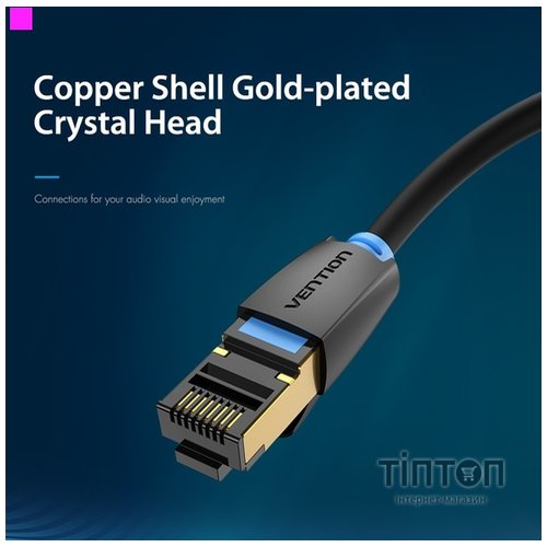 Патч-корд Vention CAT 8 SFTP Ethernet, 1 m, Black (IKABF)