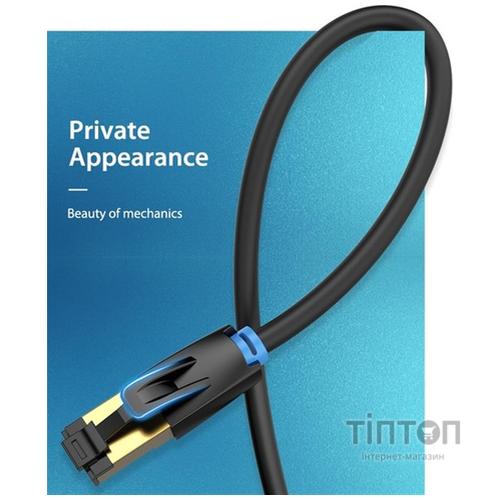 Патч-корд 2м, S/FTP cat 8 RJ-45 black Vention (IKABH)