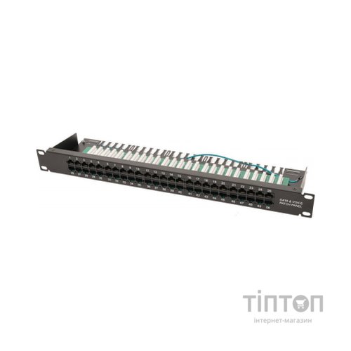 Патч-панель 19" телефонна 1U, 50xRJ-45, Cat.3, DUAL type Voltronic (PPU50-1U)