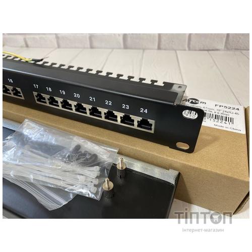 Патч-панель Atcom 19" 24 порта FTP 1U cat.5e with cable organizer (FP5224)