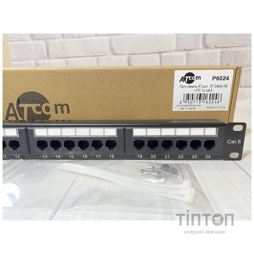 Патч-панель Atcom 19" 24 порта UTP cat.6 (P6024)