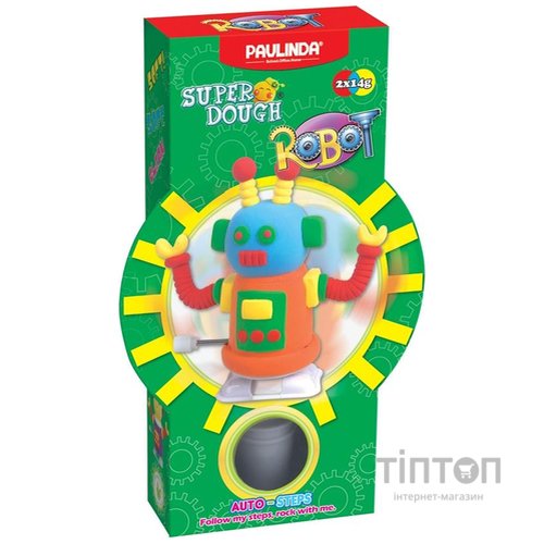 Набір для творчості Paulinda Super Dough Robot заводной механизм (шагает), оранжевый (PL-081178-3)
