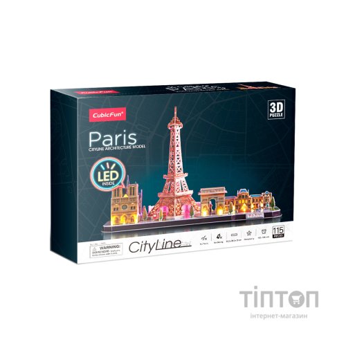 Пазл Cubic Fun Тривимірний пазл City line Париж із LED-підсвічуванням (L525h)