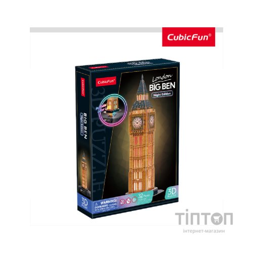 Пазл Cubic Fun Тривимірний пазл Night edition Біг Бен із LED-підсвічуванням (L537h)