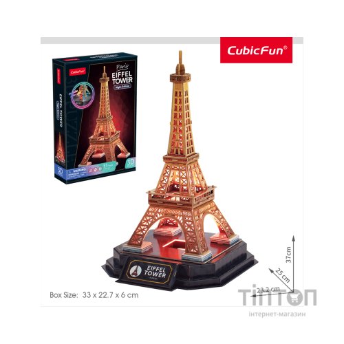 Пазл Cubic Fun Тривимірний пазл Night edition Ейфелева вежа із LED-підсвічуванням (L534h)