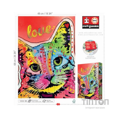 Пазл Educa Tilt Cat Love, Дин Руссо 1000 елементів (6337235)