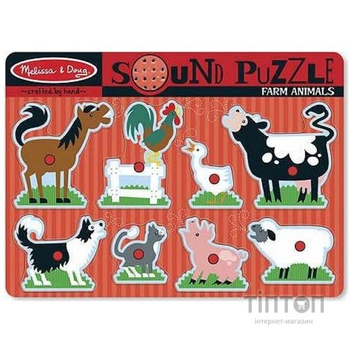 Пазл Melissa&Doug Тварини на фермі (MD726) Дерев'яна яний пазл, Музичний пазл
