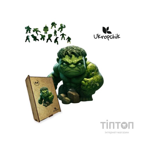 Пазл Ukropchik дерев'яний Супергерой Халк size - M в коробці з набором-рамкою (Hulk Superhero A4)