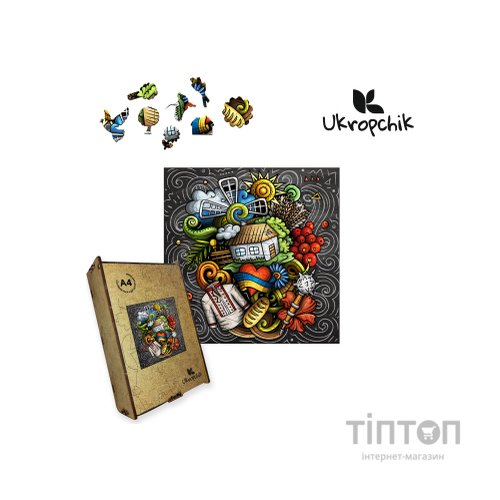 Пазл Ukropchik дерев'яний Українські Традиції size - M в коробці з набором-рамкою (Ukrainian Traditions A4)
