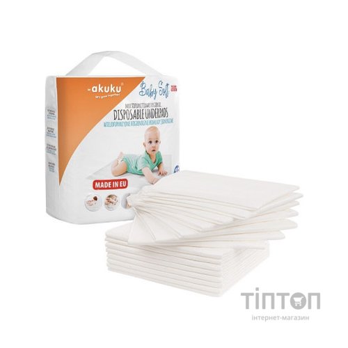 Пелюшки для малюків Akuku Baby Soft 40 x 60 см, 15 шт (A0500)