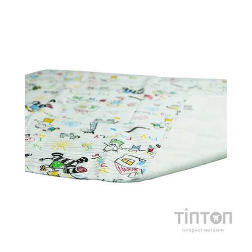Пелюшки для малюків Еко Пупс Eco Cotton непромокаюча двостороння 65 х 90 см Дитячий малюнок My Family (EPG10N-6590mf)