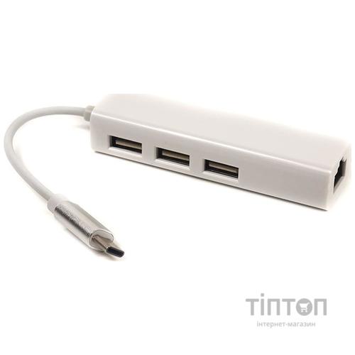 Концентратор USB 3.1 Type-C to 3 port USB 2.0 + Ethernet PowerPlant (CA910397)