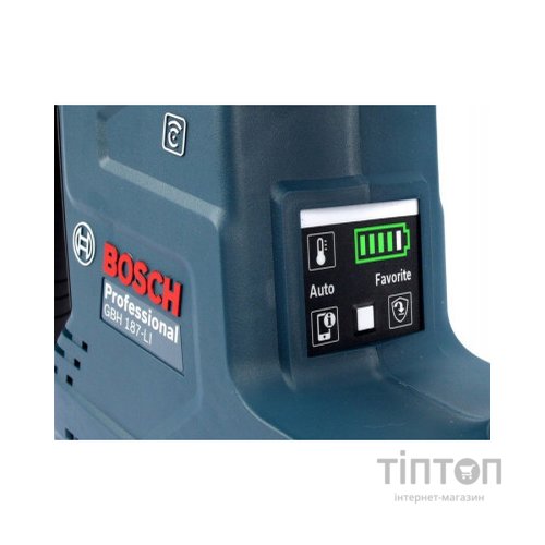 Перфоратор Bosch GBH 187-LI, патрон SDS-plus 24мм, 18В 1х5Аг, 2.4Дж, 3 режими, 980об/хв (0.611.923.022)