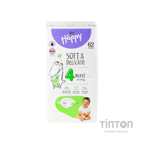 Підгузки Bella Happy 4 Maxi 8-14 кг 62 шт (5900516605445)